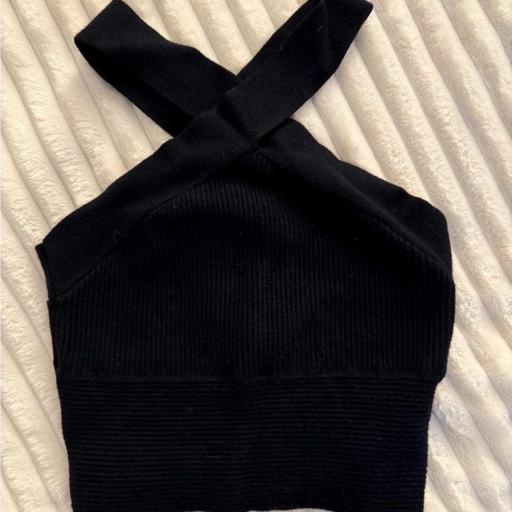 Abercrombie Black Ribbed Cross Top